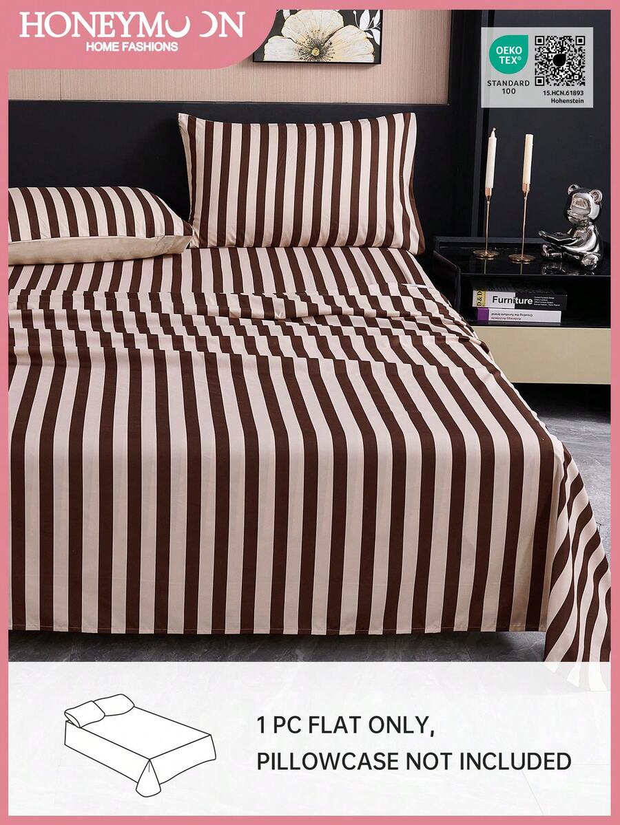 Ga trải giường đơn in sọc, thiết kế túi sâu, mềm mại và thoáng khí, chống nhăn, không phai màu và không co rút, phù hợp cho gia đình và ký túc xá, có thể giặt máy, đạt chứng nhận Oeko-Tex. - Nhiều màu - Xem 1