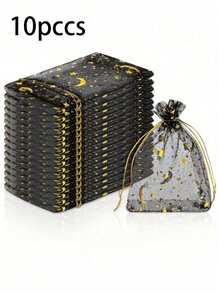 10pcs/30pcs/50pcs/100pcs Moon And Star Printed Zipper Organza Bags, Gift Packaging Bags, DIY Gift Bags, Suitable For Occasions Such As Cosmetics, Jewelry, Bride-Related Scenarios, Souvenirs, Valentine's Day, Easter, Graduation Ceremonies, Back-To-School Season, Thanksgiving Day, Holiday Parties, Etc.Ramadan - Multicolor - View 12