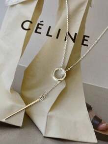 YUNCHUN 1 Stück minimalistischer goldener Legierung runder & rechteckiger Anhänger Halskette für Frauen, zarte Kettengestaltung, vielseitiges Accessoire - Silber - Übersicht 5