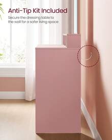 Modern Jelly Pink Dressing Table With Large Mirror, 2 Drawers & 3 Compartments - Pink - View 5