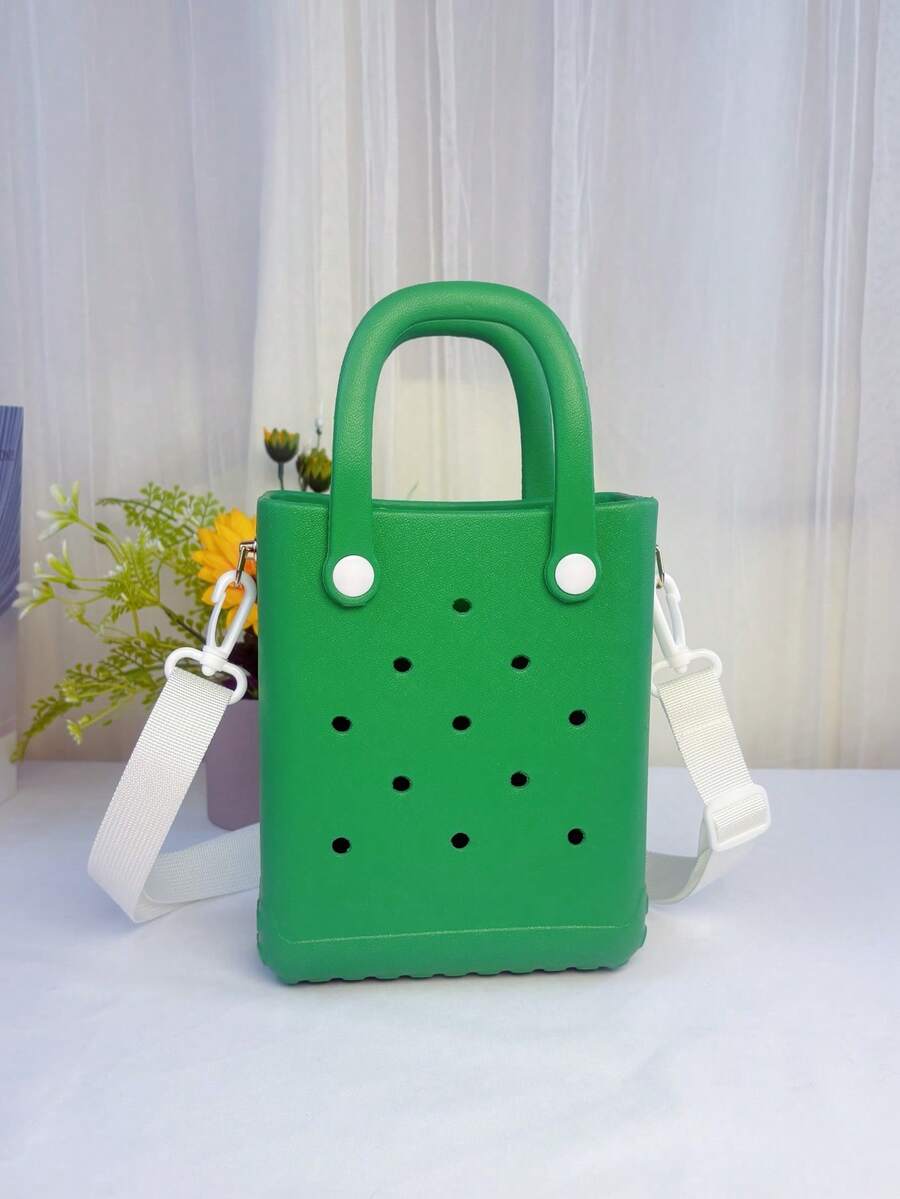 Mini Rubber Summer Beach Bag, EVA Hole Travel Tote Bag, Waterproof Storage Bag For Outdoor Sports Pool Boat - Green - View 1