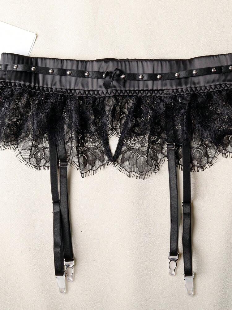 Sexy Lingerie Women's Bra Blue Mesh Embroidered Camisole Set Of 3 - Black - View 5