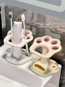 Estante de almacenamiento de cepillos de dientes de cerámica, soporte de base para cepillos de dientes lindo para el baño, artículos de baño de lujo para el soporte del cepillo de dientes y el dentífrico - Multicolor - Ver 6