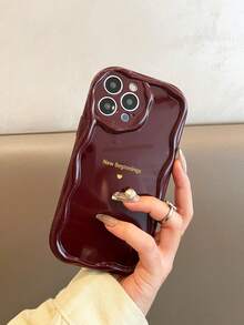 1pc New Beginnings Fashionable Personalized Christmas Burgundy Wavy Pattern Phone Case Compatible With IPhone 16/16Pro/16Plus/15/15ProMax/15Pro/11/12/13/14ProMax/11Pro/11ProMax/12Pro/12ProMax/13Pro/13ProMax/14Pro/14ProMax/17/17ProMax, Soft Shell, Creative & Elegant - Burgundy - View 3