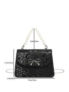 This New 1pc Sequined Pearl Handbag Is Casual And Simple, Featuring A Flap Design And A Non-Adjustable Shoulder Strap. Perfect For Shopping, Parties, And Travel, It Easily Holds Everyday Essentials. A Versatile Piece And A Fashion Favorite, It Suits Various Styles And Occasions, Making It An Excellent Choice For Ramadan. - Pearl Handbag - View 11