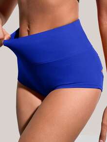 Fisoew Women's Personalized Cut Out Yoga Shorts Scrunch Booty Hot Pants High Waist Gym Workout Active Butt Lifting Sports Leggings - Blue - View 2