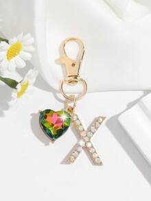 1pc Fashionable European & American Luxury Cute Crystal Rhinestone Studded Oversized English Letter Shape Keychain Bag Charm, Suitable For Women Car Keys, Bags Decoration - Gold - View 21