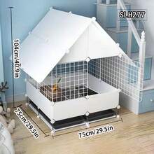 Jaula pequeña para mascotas con caja de arena, casa de interior para perros pequeños como Pomerania y Teddy, adecuada para mascotas pequeñas y gatitos - tipo de ensamblaje - Ver 3