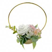 1件韩式婚礼金属花环，玫瑰人造花束，桌面装饰花环 - 彩色 - 查看 7
