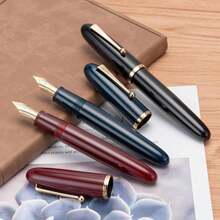 Jinhao 9019 DaDao Series Fountain Pen, Size 8 Fine Nib With Large Ink Converter, Piano Black Acrylic Design Smooth Writing Pen (Gold Trim) - MàuG - Xem 5