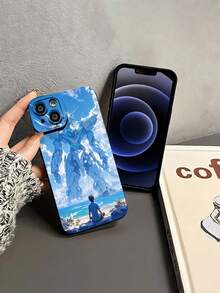 Funda para teléfono con diseño de robot guardián vigilando a un niño. Compatible con teléfonos ,  17,  16 Pro Max,  15 Pro Max,  13 y  12. Fabricada en TPU para una protección eficaz contra golpes y caídas. Un regalo fantástico para familiares, amigos, niños, gamers y fans de la ciencia ficción. - Negro - Ver 4