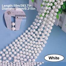 2m/78in, 10m/393in Faux Pearl Beaded Garland Chain, DIY Wedding Decor Curtain, Round Pearls Do Not Break When Cut