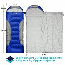 QAdult Cold Weather Sleeping Bag For Big Andamp; Tall W/T Sack - 0 Degree Waterproof 4S - như hình ảnh - Xem 6