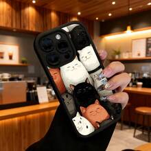 Funda de Teléfono con Patrón de Gatos Lindos para iPhone 14 13 12 11 Pro Max y  Galaxy S23 S22 S21 S20 Plus Protector de Teléfono Regalo de Pareja para Novio Novia Día de San Valentín Regalo de Cumpleaños - Negro - Ver 6
