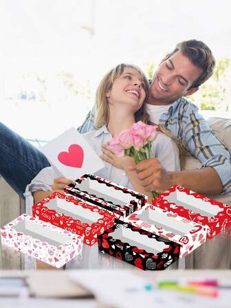 6/12 cajas de regalo sorpresa del Día de San Valentín, cajas de papel con tema de amor de dibujos animados, para obsequios de fiesta - ideal para celebraciones de parejas y ocasiones festivas, decoraciones de San Valentín