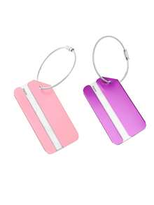 Etiqueta de bagagem em alumínio, etiqueta de bagagem à prova d'água, etiqueta de bagagem com design minimalista de avião com anel de aço inoxidável, cartão de embarque, etiqueta de identificação de viagem, itens essenciais de viagem, mochila, bolsa de viagem, mala, acessórios de viagem, volta às aulas - Multicolorido - Ver 12