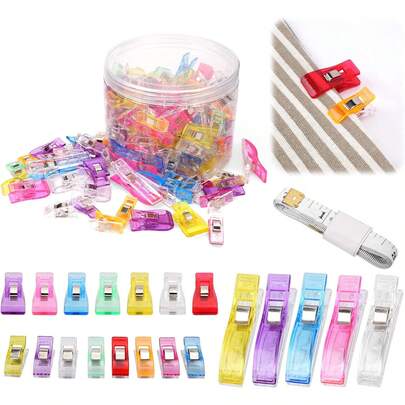 150 Pcs Sewing Clips - 3 Sizes Multipurpose Quilting Clips For Fabric |   Plastic Wonder Clips With Tape Measure & Storage Box |   Durable Non-Scratch Design, Holds Fabric Securely Without Pins |   Perfect For Sewing, Dressmaking, Crafting & Hanging Objects |   Practical Sewing Supplies Kit - Essential For Hobbyists & Professionals