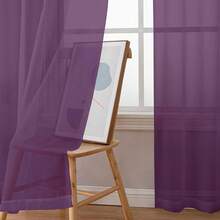 OWENIE Plum Sheer Curtains, Sheer Curtains 84 Inches Long 2 Panels Set, Rod Pocket Voile Fimly Sheer Drapes For Living Room Bedroom, 2pcs, Plum, Each 42\ W X 84\ L,42inchWx84inchL(Packof2),Plum - Plum - 查看 4
