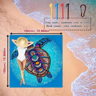 7-Person Extra Large Beach Blanket, Durable Tropical Design Beach Mat, Easy To Clean Sand, Suitable For Camping, Pool, Picnic, Outdoor Activities