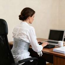 透气网眼背部支撑带，适用于举重、深蹲和高强度训练，男女通用人体工学弧形脊椎支撑带 - 灰色 - 查看 3