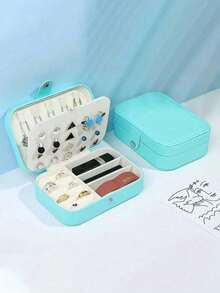 1 pieza Caja de joyería de viaje portátil, Caja de joyería mini, Caja de almacenamiento de joyería de viaje pequeña, Caja de exhibición de joyería portátil, Adecuada para anillos, aretes, collares, regalos, Caja de joyería impermeable de PU, Caja de exhibición de joyería de gran capacidad, Caja de anillos de doble capa mini, Caja de almacenamiento, Caja de regalo, Caja de joyería, Decoración de habitación - Multicolor - Ver 11