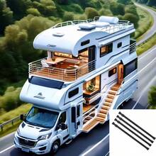 TRTY 4根可调节房车冰箱拉杆，多功能伸缩杆，防滑可伸缩调节，橱柜拉杆，冰箱拉杆，拉杆，橱柜杆，窗帘杆，伸缩杆（黑色），适用于冰箱、厨房、书架、鞋架、橱柜、窗帘、浴室等，也是理想的节日礼物。