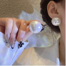 925 Sterling Silver Earrings, Minimalist Natural Freshwater Pearl Flat Bun-Shaped Earrings, Mother's Day Gift, Daily Wear Jewelry, 0.9g