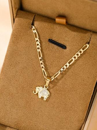 1pc Copper Hoop Necklace With Mischievous Lucky Elephant Pendant, Suitable For Christmas/Thanksgiving/Halloween/Mother's Day/Valentine's Day Gifts, Catholic First Communion, Everyday & Holiday Wear