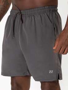 Shorts de Compressão 2 em 1 Masculino com bolso para celular E Cordão de Ajuste academia treino corrida - Chumbo - Visão 4