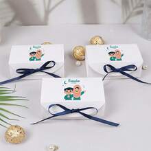 10 piezas Cajas de regalo rectangulares para empaquetar galletas y dulces con patrones infantiles, cajas de regalo para Eid decoradas con cintas para fiestas musulmanas - ladrillos cuadrados - Ver 2