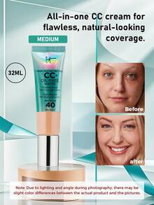 IT Cosmetics Your Skin But Better CC+ Cream, Medium Shade, 32ml/1.08 Oz | Full-Coverage, Oil-Free Matte Finish, SPF 40 | Buildable, Lightweight Formula Evens Skin Tone And Covers Imperfections