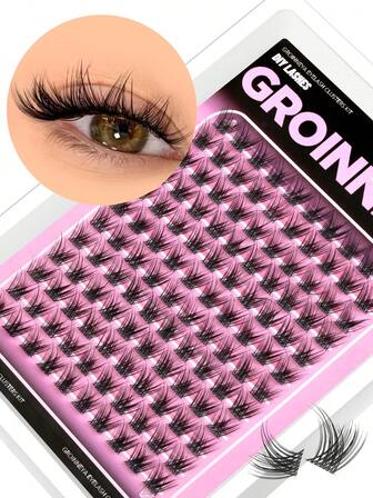 96/120/144 st Manga-fransar, genomskinliga bandfransar, kluster, C-böjda volymfransar, individuella fransar, gör-det-själv-fransar, mjuka, spetsiga klusterfransar, anime-cosplay-fransar, lätta för bröllop, fest, musikfestival