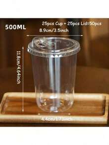 20 piezas de vasos de plástico transparentes reutilizables con tapas para beber, para café helado, batidos, malteadas, bebidas frías - transparente - Ver 5