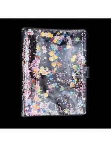 A5/A6 Budget Loose Leaf Binder Cover, 6-Ring Photo Album, Cute Glitter Planner Cover, Notebook Shell, Loose Leaf File Folder Organizer, Replaceable Loose Leaf Binder Cover, PVC Spiral Planner Cover With Glitter Sequins And Snap Button, Loose Leaf Notebook - Multicolor - View 13