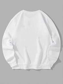 Moletom Masculino Casual de Rua com Estampa Gráfica de Slogan em Inglês LA, Gola Careca