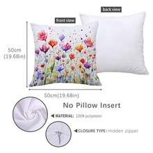 1 Stück 17,7*17,7 Zoll (45*45 cm)/19,69*19,69 Zoll (50*50 cm)/15,75*15,75 Zoll (40*40 cm) Tintendruck Blumenmuster Polyester Kissenbezug [einseitig Muster], Heimdekoration Kissenbezug für Bett, Sofa, Auto, geeignet für täglichen Gebrauch oder hochwertige minimalistische Selbstnutzung, Wohnzimmer, Schlafzimmer [ohne Kissenfüllung] - Verschiedenfarbig - Übersicht 13