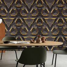 1 Roll Brown Geometric Peel And Stick Wallpaper, Tech-Inspired Style With Waterproof And Dirt-Resistant Self-Adhesive Vinyl, Ideal For Wall Decor And Wall Art In Living Room, Bedroom, Office Decor, Home Decor - Brown - View 8