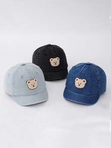 1 pieza Sombrero de sol para bebé, diseño de oso lindo, tela delgada, gorra visera para exteriores, adecuado para niños de 1 a 3 años, primavera/otoño - Lengua de pato del oso vaquero - Ver 5