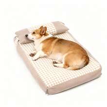 1pc Large Dog Bed Sofa Cat Nest Dog Crate Mat, Thickened Super Soft Polyester Pet Mat, Suitable For Small And Medium Cats And Dogs - Cute Rectangular Sofa - Yellow - View 9