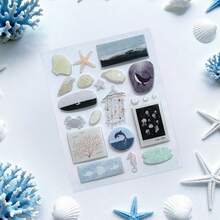 1 Sheet Ocean World Jelly 3D Stickers, Cute Adhesive DIY Scrapbooking Decorative Stickers