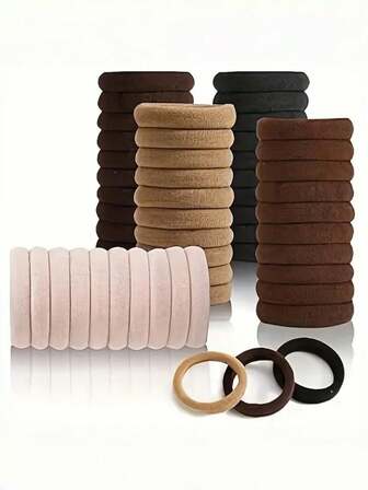 50pcs High Elastic Seamless Hair Ties, Non-Damaging Hair Bands, Ponytail Holders