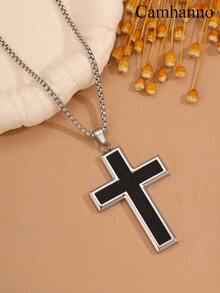 Camhanno 1条优雅奢华的不锈钢十字架项链，适合日常通勤，精致的设计为您的日常造型增添一丝尊贵气息。 - 銀色 - 查看 10