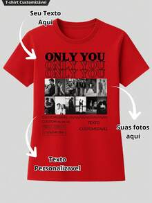 Personalized Valentine's Day T-Shirt With Couple Photo - 紅色 - 查看 1