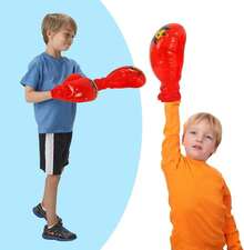 Guantes de Boxeo Inflables para Niños, Guantes de Entrenamiento de Boxeo para Jóvenes, Guantes de Boxeo de Juguete para Niños y Niñas, Ejercicios de Entrenamiento (Rojo) - 1 - Ver 3
