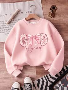 Felpa girocollo casual con stampa a lettere per ragazza pre-adolescente, adatta per la scuola, le vacanze e il ritorno a scuola, autunno, laurea, insegnante donna, adatta per uso quotidiano - Rosa - Visualizzare 1