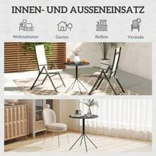 Outsunny Gartentisch Klappbar Ø60 X 71 Cm, Wetterfest Balkontisch Aus Stahl, Rund Beistelltisch Mit Fußpolster, Esstisch Outdoor, Campingtisch, Terrassentisch Für Garten Terrasse Balkon Schwarz - Black - View 5