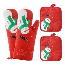 Manoplas y agarraderas navideñas con bonito estampado, antideslizantes y resistentes al calor, para cocina - Burdeos - Ver 7