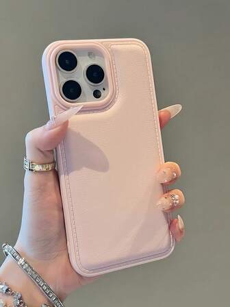 1pc 2026 New Design Candy-Colored Minimalist Lychee Texture Airbag Soft Silicone Shockproof Phone Case, Soft TPU Material Anti-Drop Compatible With IPhone 13/13 Pro/13 Pro Max/14/14 Pro/14 Pro Max/15/15 Pro/15 Pro Max/16/16 Plus/16 Pro Max/17/17 Pro/17 Pro Max/ 11/11 Pro Max Protective Cover