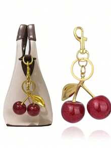 New Fashion Crystal Cherry Pendant Metal Key Chain, Suitable For Daily Wear, For Bag Accessories, Can Send Family Gifts, Friends Gifts, Classmates Gifts, Lovers Gifts, Birthday Gifts, Teachers Gifts, Souvenirs - Multicolor - View 6
