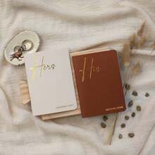 Vow Books His And Hers, Wedding Vow Books With Gold Foil Lettering, Perfect Wedding Ceremony Essential For Wedding Stuff - Timeless Elegance Back To School - đất nung và màu be - Xem 6
